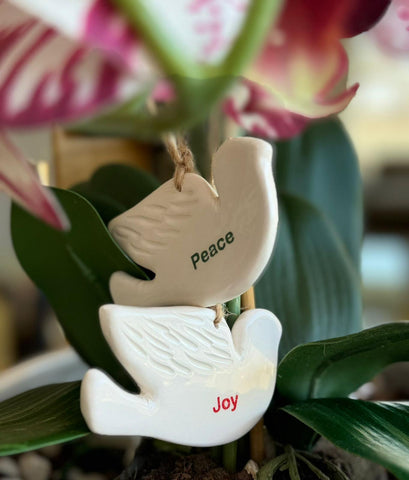Ceramic Joy and Peace Doves - Sold in a set of 2 | Handmade in Palestine