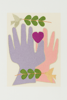 Hand-Embroidered “Doves, Hands & Heart” Art – Symbol of Peace & Women’s Empowerment | Original & Fine Art Print Available