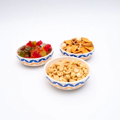 Handmade Palestinian Ceramic Set of 3 Snack Bowls - Made in Bethlehem Supporting Refugee Women