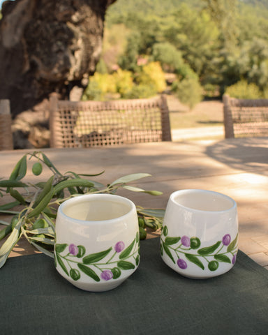 Handmade Olive Branch Tumbler Set (2) | Palestinian Pottery