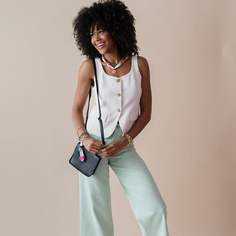 VINTAGE BLOOM Silk Handbag Charm | Quartz Gemstones | Ethically Made in Thailand