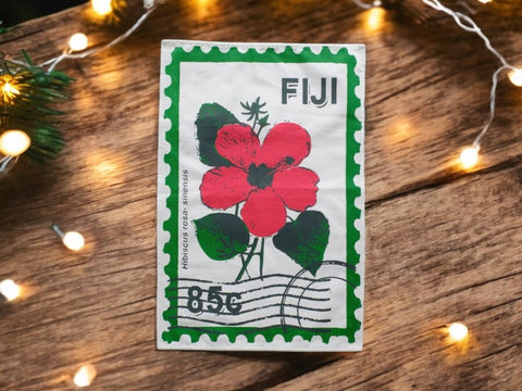 Hibiscus Stamp Print Tea Towel