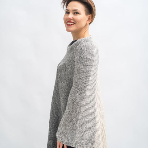 Ombre Gray Alpaca Blend Poncho Shawl