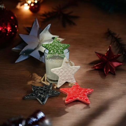 Ceramic Christmas Star - set of 5