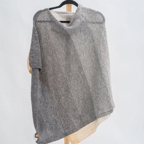 Ombre Gray Alpaca Blend Poncho Shawl