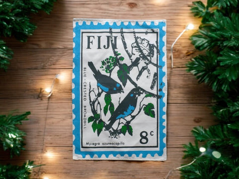 Blue-Crested Broadbill Stamp Tea Towel
