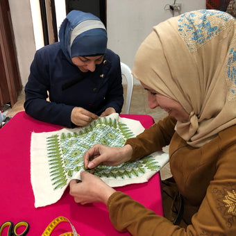 Unity Stitch Pillow – Handcrafted by Refugee Mothers | Supports Education with Alsama Project