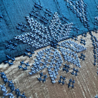 Blue Hope Silk Pillow – Handcrafted by Refugee Mothers | Supports Education with Alsama Project