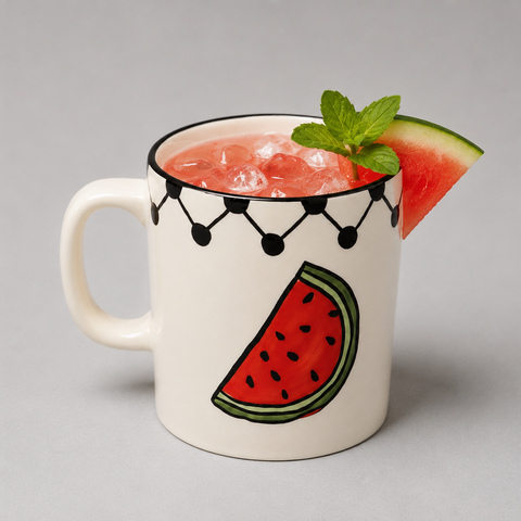 Watermelon Slice Keffiyeh Mug — Handcrafted in the West Bank, Palestine - Love Welcomes
