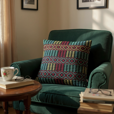 Unity Stitch Pillow – Handcrafted by Refugee Mothers | Supports Education with Alsama Project