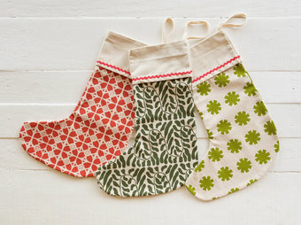 Large Hand Printed Holiday Stocking