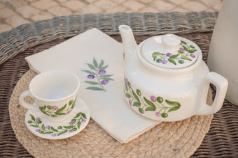Handmade Olive Branch Ceramic Teapot | Palestinian Artisan Pottery for Peace & Justice