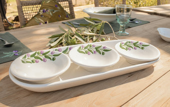Handmade Olive Branch Snack Bowls – Set of 3 | Palestinian Pottery