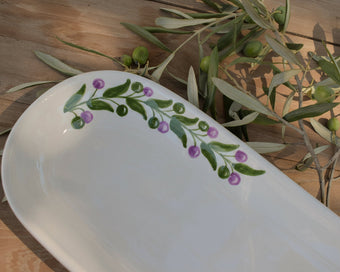 Handmade Olive Branch Large Serving Platter | Palestinian Pottery
