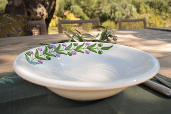 Handmade Olive Branch Serving Bowl | Palestinian Pottery