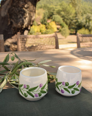 Handmade Olive Branch Tumbler Set (2) | Palestinian Pottery