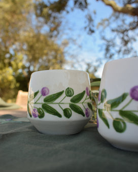 Handmade Olive Branch Tumbler Set (2) | Palestinian Pottery