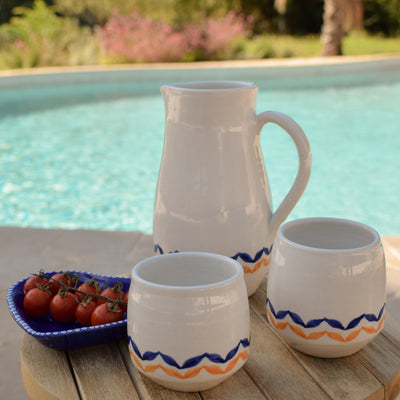 Handmade Palestinian Ceramic Small Table Water Jug - Made in Bethlehem Supporting Refugee Women