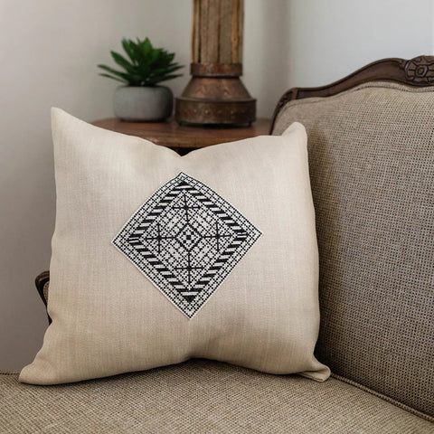 Tatreez “Diamond” Pillow Cover – Hand-Embroidered in Palestine