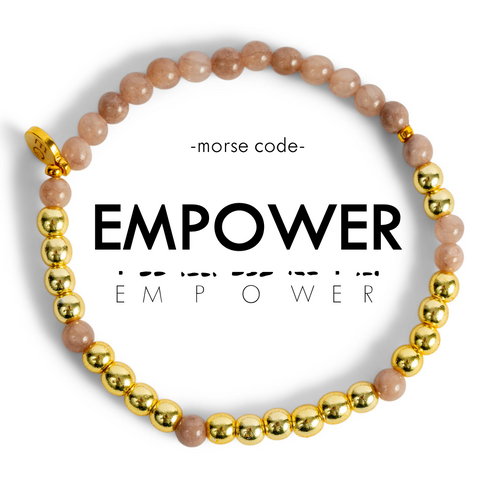 Empower Morse Code Bracelets - Gold and Pink