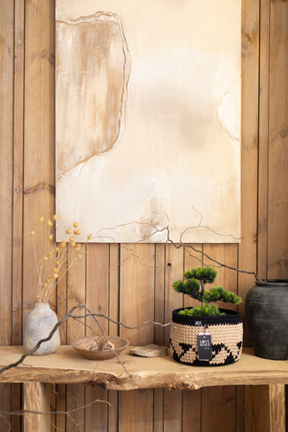 Black & Taupe Round Cotton Basket – Handcrafted in Ukraine