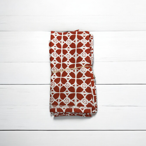 Handprinted set of 4 napkins