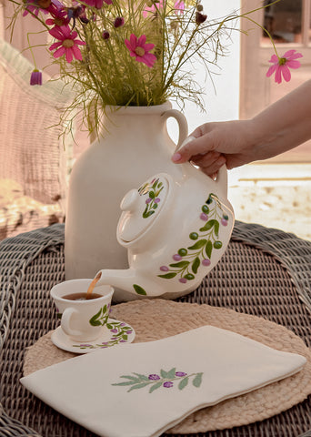 Handmade Olive Branch Ceramic Teapot | Palestinian Artisan Pottery for Peace & Justice
