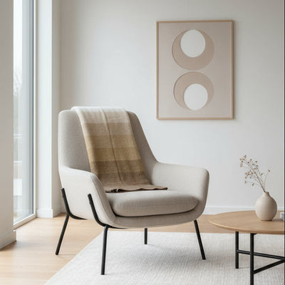 Handmade Knitted Blanket – Mocha Brown and Cream Throw by Artisans in Ukraine