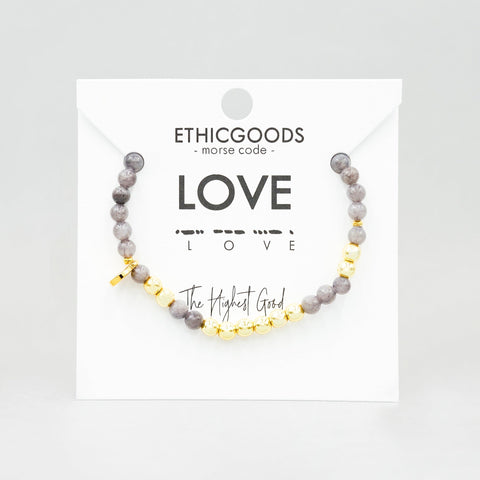 Love Morse Code Bracelet Gold and Smoke