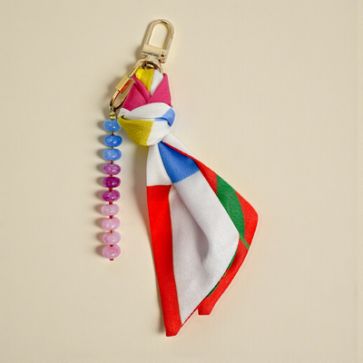 VINTAGE BLOOM Silk Handbag Charm | Quartz Gemstones | Ethically Made in Thailand - Love Welcomes