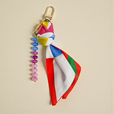 VINTAGE BLOOM Silk Handbag Charm | Quartz Gemstones | Ethically Made in Thailand - Love Welcomes