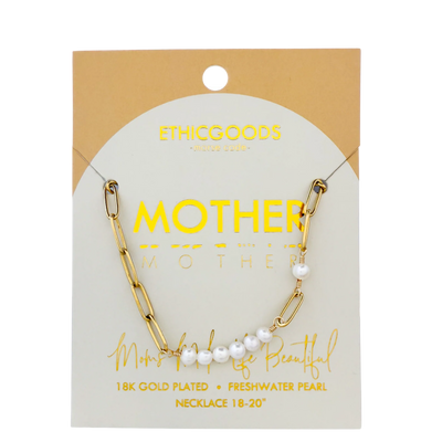 MOTHER Morse Code Necklace | Freshwater Pearls + Gold Chain | Ethically Made in Thailand - Love Welcomes