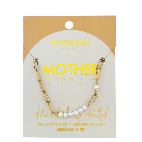 MOTHER Morse Code Necklace | Freshwater Pearls + Gold Chain | Ethically Made in Thailand - Love Welcomes