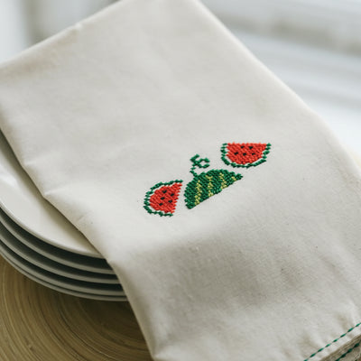 Watermelon Tatreez Tea Towel — Hand-Embroidered in Palestine