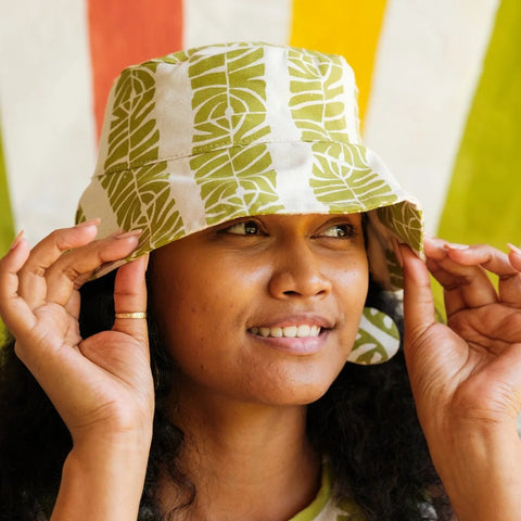 Handprinted Canvas Bucket Hat-Handmade in Fiji