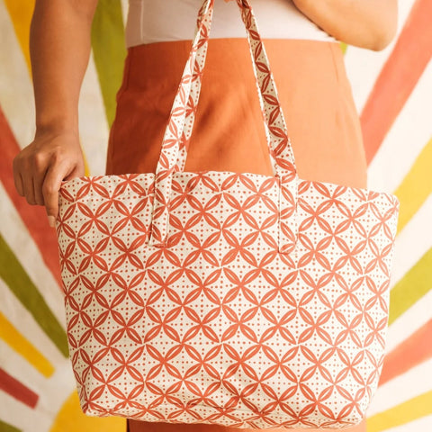 Handprinted & Handwoven Beach Bag - Handmade in Fiji