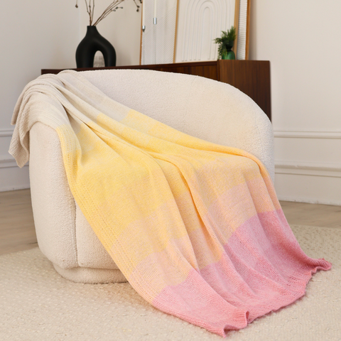 Handmade Knitted Blanket – Apricot Morning Throw by Artisans in Ukraine