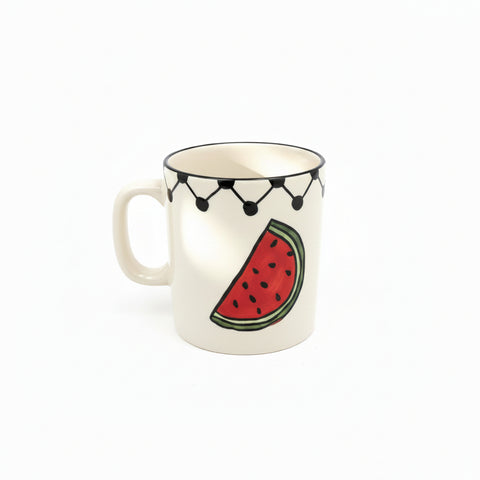 Watermelon Slice Keffiyeh Mug — Handcrafted in the West Bank, Palestine