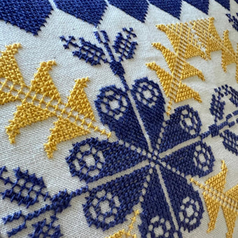 Sun and Sky Stitch Pillow – Handcrafted by Refugee Mothers | Supports Education with Alsama Project