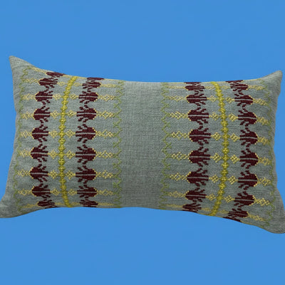 Gray with Pop Yellow Syrian Stitch Pillow - Love Welcomes