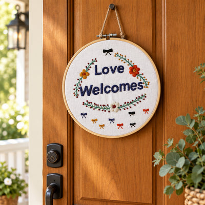 Love Welcomes Embroidery Hoop Art | Made by Refugee Women