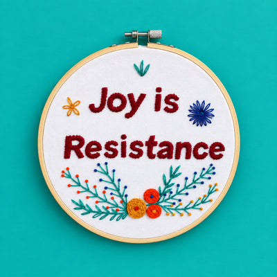 Joy is Resistance Embroidery Hoop Art | Made by Refugee Women