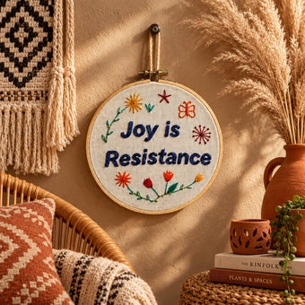 Joy is Resistance Embroidery Hoop Art | Made by Refugee Women