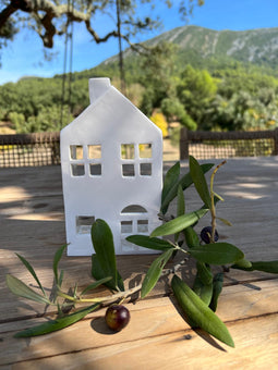 Handmade Ceramic House Candle Holder – Light of Hope from Palestine