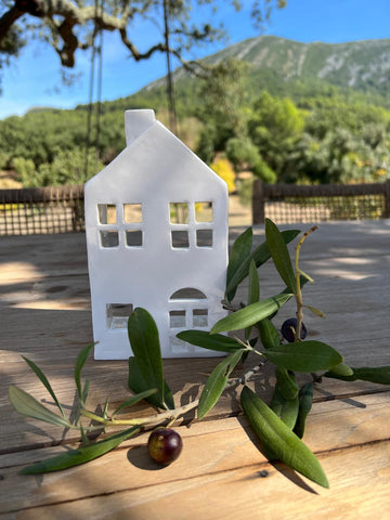 Handmade Ceramic House Candle Holder – Light of Hope from Palestine