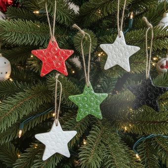 Ceramic Christmas Star - set of 5 - Handmade in Palestine