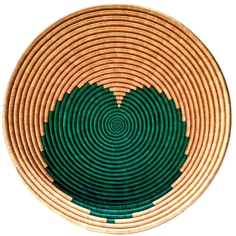 Blue Heart Woven Basket Bowl – 30 cm | Rwanda - Love Welcomes