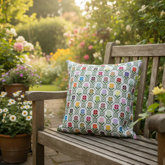Wildflower Heritage Pillow Cover Handmade in Lebanon by Syrian Artisans | Palestinian-Inspired Embroidery
