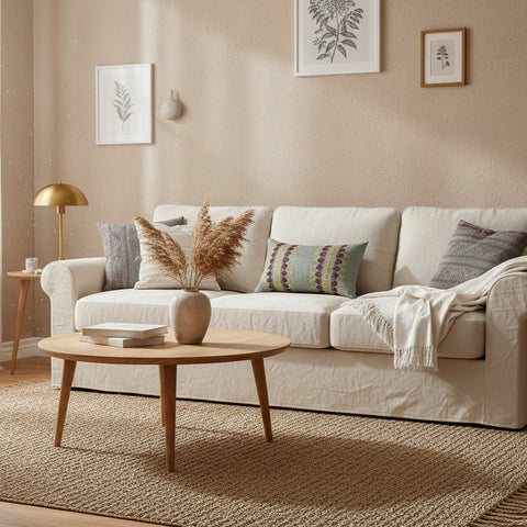 Heritage Geometric Pillow Cover | Handmade in Lebanon by Syrian Artisans | Palestinian-Inspired Embroidery
