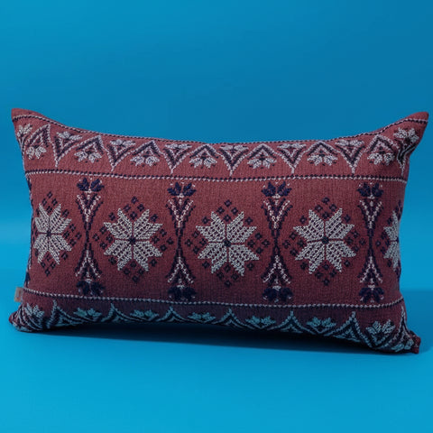 Star &amp; Cypress Heritage Pillow Cover Handmade in Lebanon by Syrian Artisans | Palestinian-Inspired Embroidery - Love Welcomes